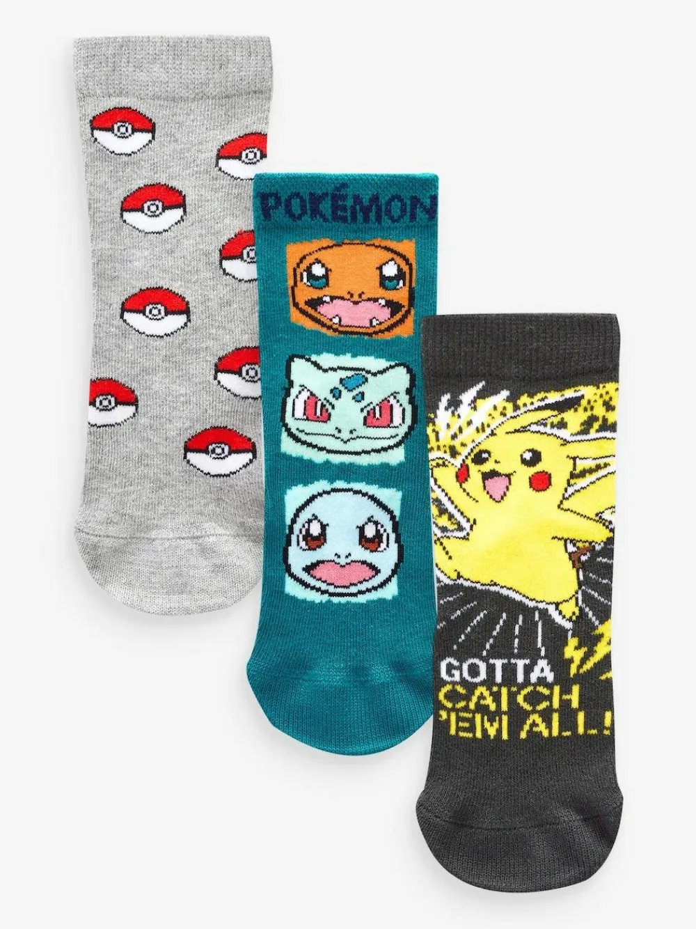 Next Pokémon Multi Gaming Cotton Rich Socks 3 Pack^BOY Socks