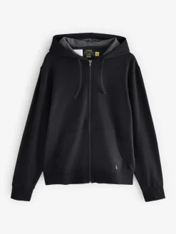 Polo Ralph Lauren Black Loungewear Zip Through Jersey Stretch Hoodie^ Loungewear
