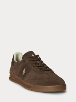 Hot Polo Ralph Lauren Hertitage Aera Suede Mix Trainers Brown