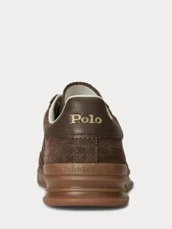 Hot Polo Ralph Lauren Hertitage Aera Suede Mix Trainers Brown