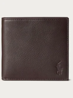 Clearance Polo Ralph Lauren Brown Pebbled Leather Billfold Wallet