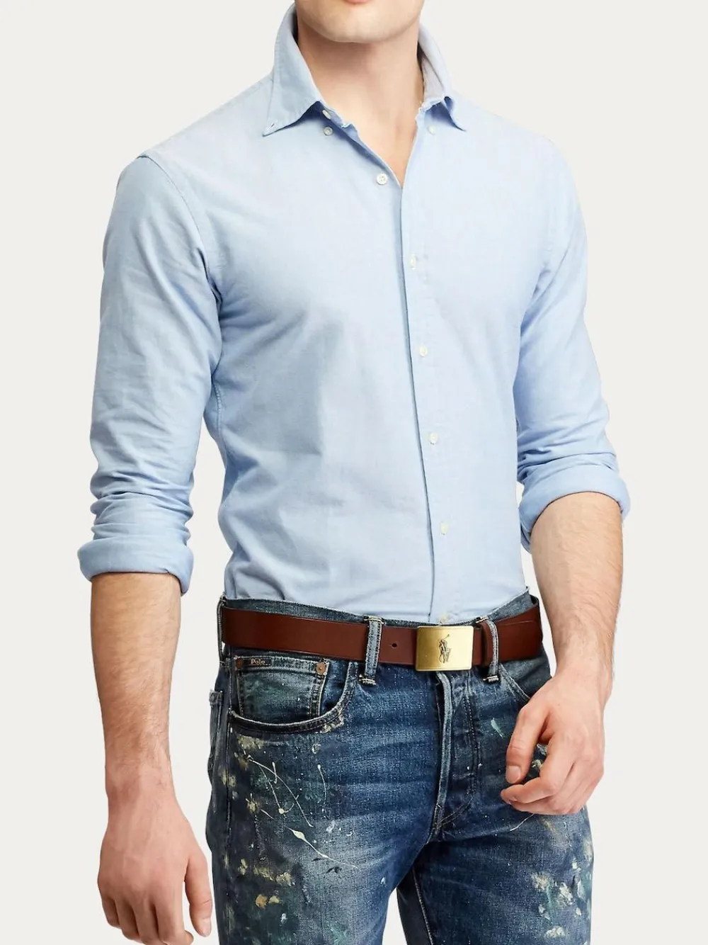 New Polo Ralph Lauren Pony Plaque Leather Belt Brown