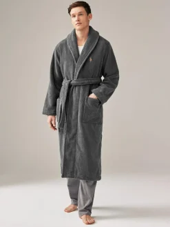 Hot Polo Ralph Lauren Shawl Collar Dressing Gown Dark Grey