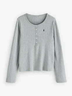 Hot Polo Ralph Lauren Grey Henley/Wide Leg Sleep Set