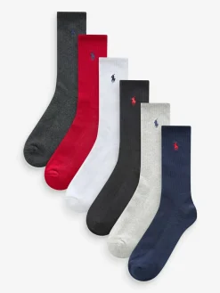 Polo Ralph Lauren Ribbed Crew Socks 6 Pack Multi
