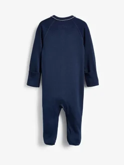 Best Polo Ralph Lauren Navy Blue Baby Logo Sleepsuit