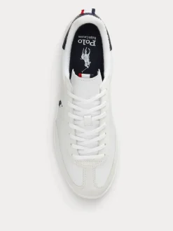 Discount Polo Ralph Lauren White Bedford Suede Leather Mix Trainers