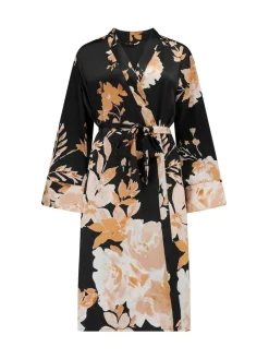 Sale Pour Moi Black Dusk Printed Satin Midi Dressing Gown