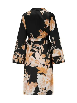 Sale Pour Moi Black Dusk Printed Satin Midi Dressing Gown