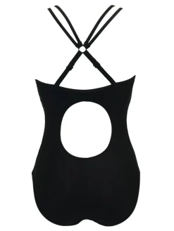 New Pour Moi Black Energy Double Strap Racerback Mesh Swimsuit