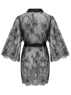 Pour Moi Black For Your Eyes Only Lace Robe^Women Bathrobes