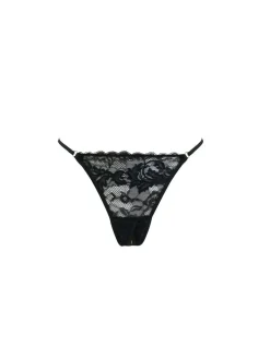 Hot Pour Moi Black G-String For Your Eyes Only High Waist Crotchless Thong