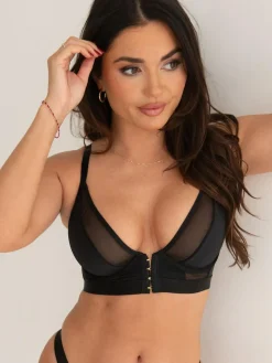 Online Pour Moi India Front Fastening Underwired Bralette Black