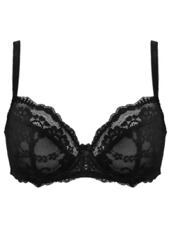 Online Pour Moi Black Non Padded Underwired Fleur Balconette Bra