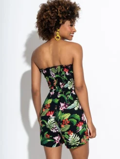 Pour Moi Strapless Shirred Bodice Woven Beach Playsuit^Women Jumpsuits & Playsuits