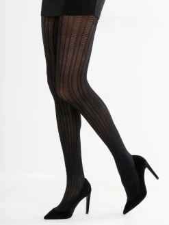 Discount Pour Moi Black Stripe Lace Tights
