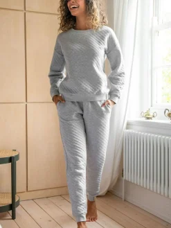 Pour Moi Grey Quilted Lounge Pyjamas^Women Pyjamas|All Night & Lounge