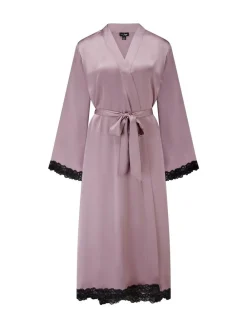 Pour Moi Dusk Satin and Lace Kimono Sleeve Dressing Gown^Women Bathrobes