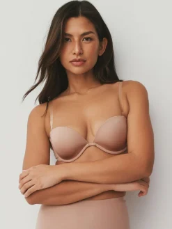 New Next Strapless A-E Clear Back Smoothing Strapless Bra Praline Nude