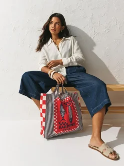 Next Print Sardine Print 100% Cotton Shopper Bag^Women Bags