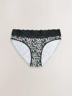 Best Next High Leg Cotton and Lace Knickers 7 Pack Printed Spot