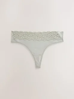 Next Thong Cotton and Lace Knickers 7 Pack^Women All Lingerie|Panties