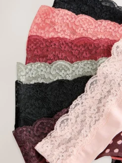 Next Thong Cotton and Lace Knickers 7 Pack^Women All Lingerie|Panties