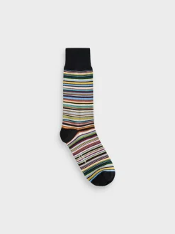 Online PS Paul Smith Black Signature Stripe Socks 3 Pack