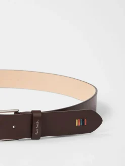PS Paul Smith Brown Stitch Detail Logo Belt^ Belts & Braces