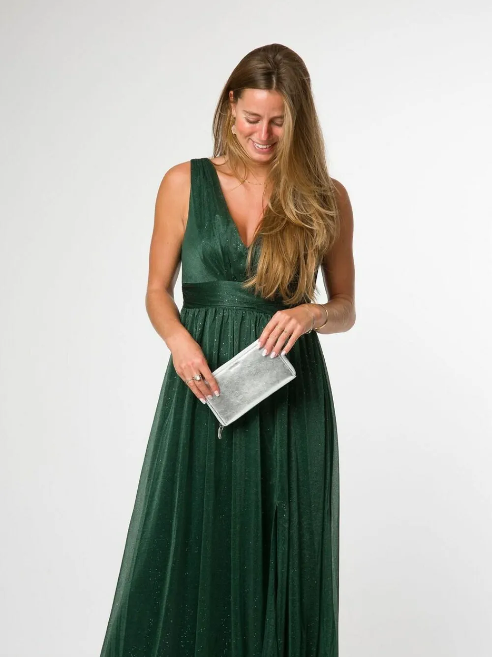 Sale Pure Luxuries London 'Roxy' Leather Purse Silver