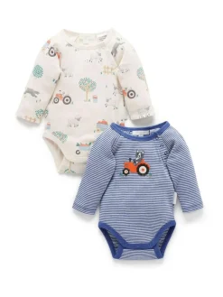 New Purebaby Bodysuits 2 Pack Blue