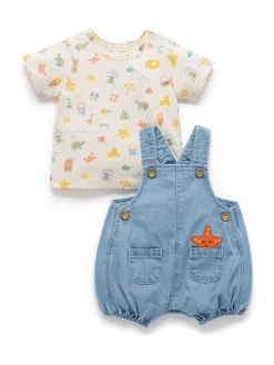 Purebaby Blue Dungaree And T-Shirt Set^BOY Dungarees