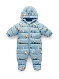 New Purebaby Showerproof Padded Puffer Pramsuit Blue