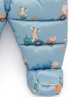 New Purebaby Showerproof Padded Puffer Pramsuit Blue