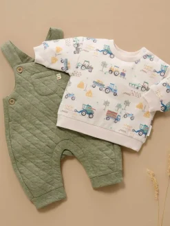 Outlet Purebaby Blue Windcheater Dungarees Overall Set