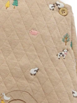 Purebaby Brown Quilted Embroidered Dungarees^BOY Rompers & Overalls|Dungarees