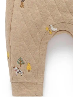 Purebaby Brown Quilted Embroidered Dungarees^BOY Rompers & Overalls|Dungarees