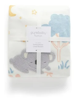 Outlet Purebaby Embroidered Lined Blanket Natural