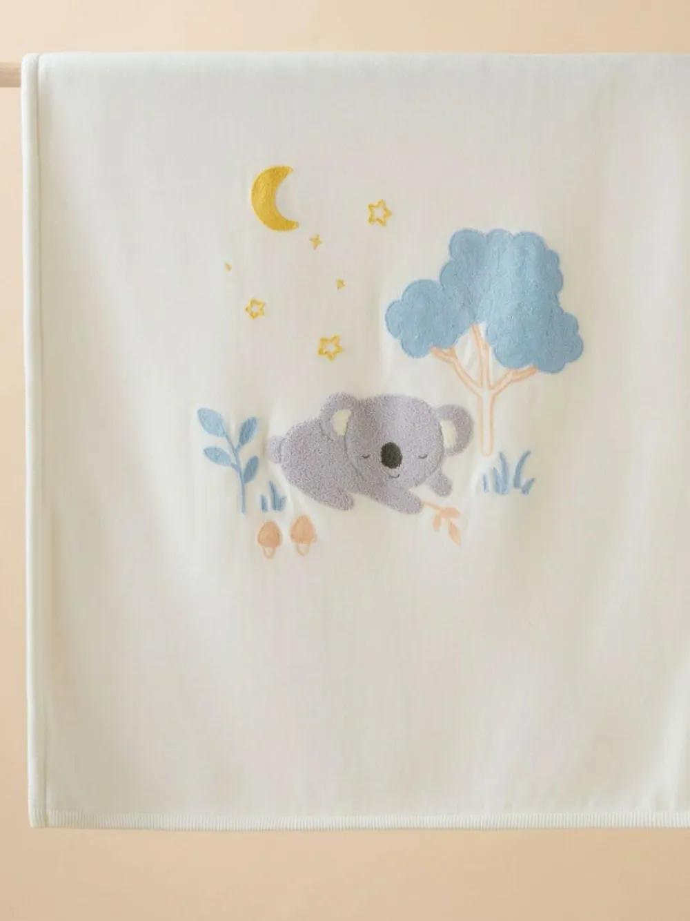 Outlet Purebaby Embroidered Lined Blanket Natural