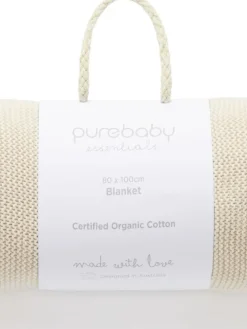 Outlet Purebaby Textured Knit 100% Cotton Blanket Natural