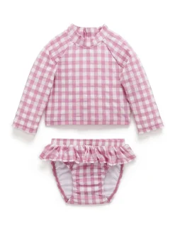 Purebaby Pink Long Sleeve Rashie Swim Set^ Swimwear|Swimwear