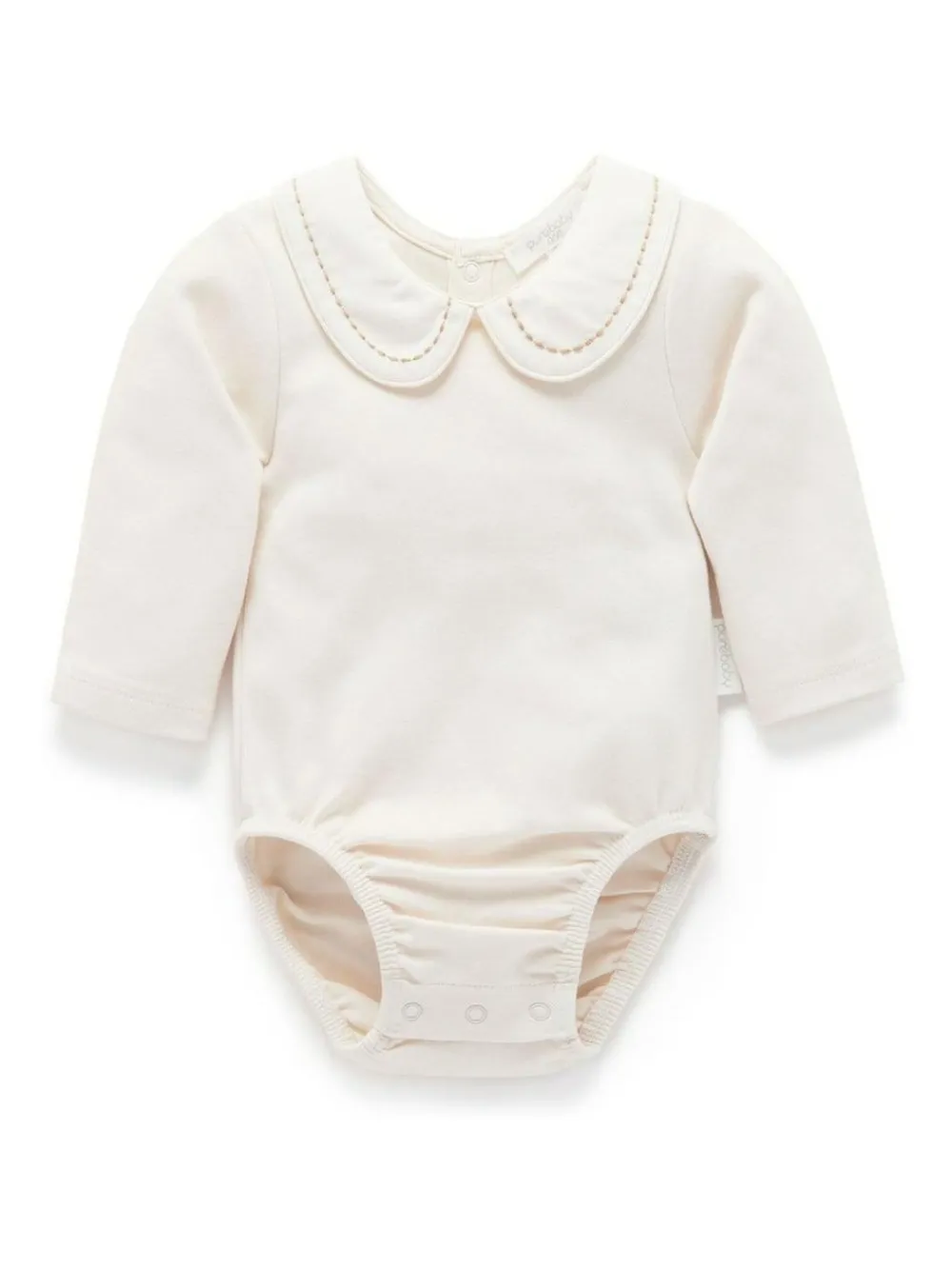 Outlet Purebaby White Classic Back Neck With Collar Bodysuit