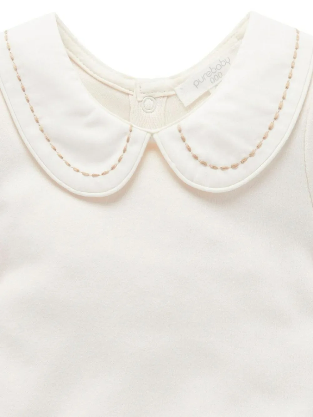 Outlet Purebaby White Classic Back Neck With Collar Bodysuit