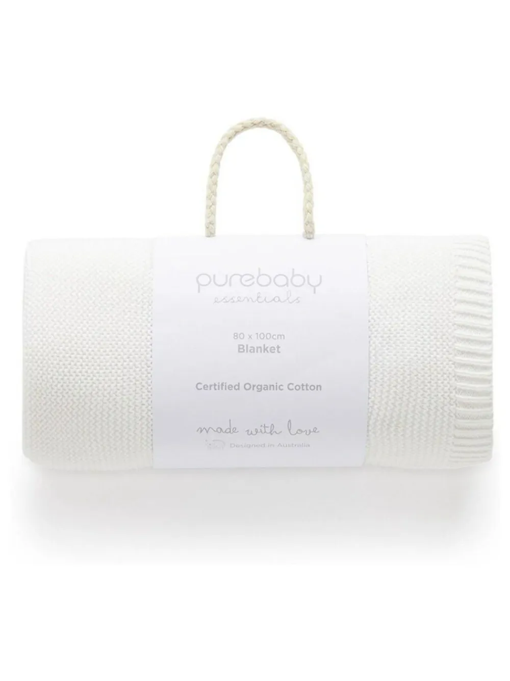 Discount Purebaby Textured Knit 100% Cotton Blanket White