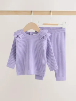 Next Purple Baby Knitted Jumper and Leggings Set 2 Piece (0mths-3yrs)^ Newborn Clothing|Sets & Co-Ords