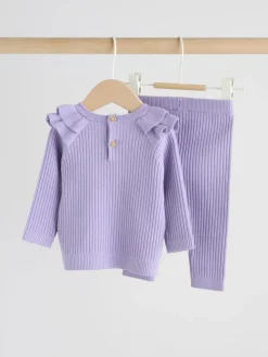 Next Purple Baby Knitted Jumper and Leggings Set 2 Piece (0mths-3yrs)^ Newborn Clothing|Sets & Co-Ords