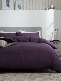 Next Purple Blackberry Cotton Rich Plain Duvet Cover and Pillowcase Set^ Bedsets & Duvet Covers