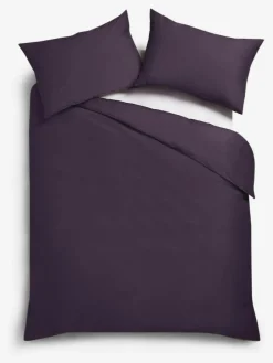 Next Purple Blackberry Cotton Rich Plain Duvet Cover and Pillowcase Set^ Bedsets & Duvet Covers