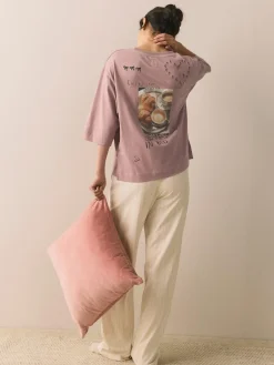 Next Purple Breakfast Short Sleeve Pyjamas^Women Pyjamas|All Night & Lounge