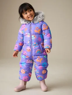 Outlet Next Shower Resistant Faux Fur Trim Snowsuit (3mths-7yrs) Purple Character